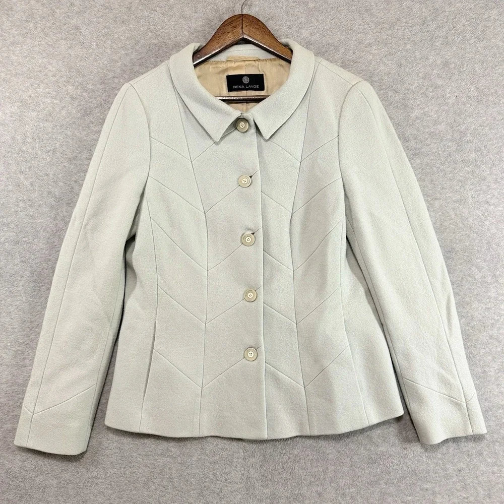 Rena Lange Evening Jacket Womens 12 Dove Gray Wool Lined AS SEEN ON QUEEN SONJA